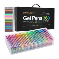 the gel pens are packed in a plastic box and ready to be used as markers