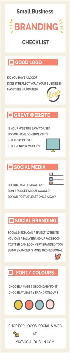 an info sheet with different types of logos and numbers on it, including the words branding checklist