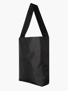 a black tote bag on a white background