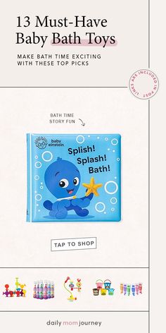 Baby bath toy book for fun and interactive bath time stories. Toy Labels, Baby Bath Tub, Toddler Development, Bath Time Fun, Best Baby Shower Gifts, Green Toys