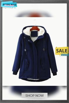 Size Ladies Hooded Conventional Lambswool Winter Warm Waist Women's Cotton-padded Coat Cotton Hooded Jacket For Winter Workwear, Winter Workwear Cotton Hooded Jacket, Navy Cotton Outerwear For Winter, Hooded Wool Winter Outerwear, Winter Workwear Hooded Jacket With Double-lined Hood, Navy Fleece-lined Outerwear For Fall, Navy Outerwear With Fleece Lining For Fall, Winter Wool Outerwear With Fleece Lining, Hooded Winter Parka For Workwear