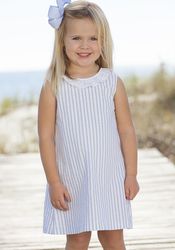 Blue Stripe Ruffle Dress Pink Check Dress, Boys Summer Outfits, Heirloom Sewing