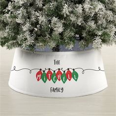 a potted plant with christmas lights on it and the words, the kitchen family