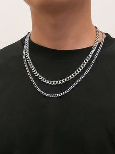 Free Returns ✓ Free Shipping✓. Fashionable and Popular 2pcs Men Minimalist Chain Necklace, Stainless Steel Jewelry for Jewelry Gift and for a Stylish Look- Men Necklace Sets at SHEIN. Minimalist Chain, Hip Hop Chains, Boys Jewelry, Stainless Steel Chain Necklace, Mens Chain Necklace, Mens Jewelry Necklace, Necklace Sets, Trendy Accessories, Stainless Steel Necklace