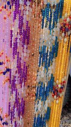 Tie on waist beads from Ghana 🇬🇭. Wholesale waist beads. Cheap Spiritual Waist Beads For Gifts, Gemstone Beads Crystal Necklace For Party, Party Crystal Necklaces With Gemstone Beads, Party Crystal Necklaces With Round Gemstone Beads, Crystal Waist Beads, Belly Beads, Flower Bomb, Tie Length, Waist Beads