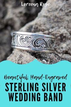 Absolutely beautiful hand-engraved sterling silver ring. It's one of a kind and sure to impress! Check it out today!!  #ring #westernjewelry #unique #westernrings #handmade #engraving #unisexrings #engagementring #custom #sterlingsilver #silvering #westernfashion #jewelry Artisan Engraved Sterling Silver Ring 925, Southwestern Engraved Rings For Anniversary, Sterling Silver Artisan Engraved Ring, Artisan Engraved Ring Stamped 925 For Anniversary, Bohemian Sterling Silver Engraved Ring For Anniversary, Artisan Sterling Silver Engraved Ring, Artisan Engraved Ring For Anniversary, Artisan Sterling Silver Engraved Ring For Anniversary, Silver Artisan Engraved Ring For Anniversary