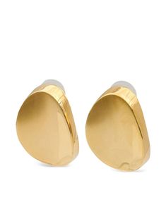 gold-tone polished finish oval design engraved logo post-back fastening for pierced ears These earrings come as a pair. Ring Watch, Demi Fine Jewelry, Iconic Bags, Fine Watches, Engraved Logo, Fine Earrings, Ballet Flat Shoes, Watches Jewelry, Lady Dior