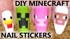 Minecraft Nail Art, Short Nail Art Ideas, Nail Ideas Prom, Biting Nails, Short Nail Art, Uñas Ideas, Designs For Short Nails