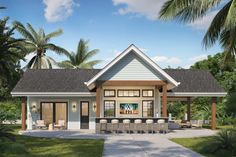 this is an artist's rendering of a house in the florida style with palm trees