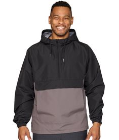 Men's Black Cutler Anorak Rain Jacket Functional Nylon Windbreaker With Side Pockets, Functional Nylon Windbreaker With Pockets, Functional Long-sleeve Windbreaker With Pockets, Technical Hooded Windbreaker With Moisture-wicking, Outdoor Midweight Fleece-lined Windbreaker, Packable Jacket, Anorak Jacket, Jacket Design, The Outdoors