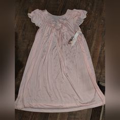 New With Tags Long Pink Silky Shadowline Nightgown Size L Spring Lace Trim Nightgown For Sleepover, Spring Nightgown With Lace Trim For Sleepover, Feminine Spring Nightgown, Spring Sleepover Nightgown With Lace Trim, Spring Sleepwear With Lace Trim, Spring Sleepwear With Lace Trim For Sleepover, Pink Nightgown, Night Gown, Women's Intimates