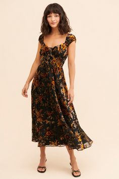 Rent Floral Burnout Velvet Midi Dress from Nuuly. Pick 6 items for $98/month. Free shipping + returns. Burnout Velvet, Velvet Midi Dress, Burn Out, Hutch, New Yorker, Feminine Style, Wedding Guest Dress, Apparel Accessories, Fashion Looks