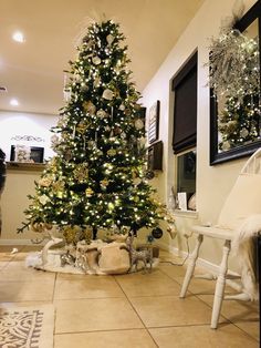 a decorated christmas tree in a living room