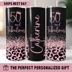 the perfect personalized gift for someone specializing her 50th birthday with glitter and leopard print