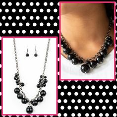 2/$10 All Paparazzi Jewelry Bundle And Save Capped In Glistening Gunmetal Fittings, Oversized Black Beads And A Collection Of Classic Black Beads Swing From The Bottom Of A Shimmery Gunmetal Chain, Creating A Bubbly Fringe Below The Collar. Features An Adjustable Clasp Closure. Sold As One Individual Necklace. Includes One Pair Of Matching Earrings. Casual Black Necklace For Party, Black Necklace, Paparazzi Jewelry, Black Beads, Matching Earrings, Classic Black, Womens Jewelry Necklace, Black Silver, Broadway