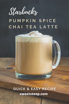 pumpkin spice chai latte in a glass mug