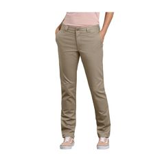 Built to keep up with your tough standards, these Dickies� Double-Knee Twill Slim Fit Pants for Ladies are engineered with a brushed fabric that's as soft as it is strong, so you always feel comfortable on the job. These double-knee pants are treated with a wrinkle-resistant, stain-resistant finish that keeps you looking polished no matter the task at hand. An extra layer of fabric reinforcement at the knees means they double down on toughness, so you can focus on the job, not your pants. These Dickies Clothing, Low-rise Pants, Double Knee Pants, Dickies Women, Knee Pants, Double Down, Safety Clothing, Work Uniforms, Leg Work