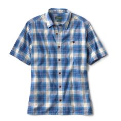 This shirt not only wicks sweat, it also feels soft and smooth. All thanks to our innovative, breathable blend. Fly Shop, Stretch Shorts, Shirt Sale, Online Sales, Outdoor Apparel, Wicks, Blue Pattern, Short Sleeve Shirt, Button Down Shirt