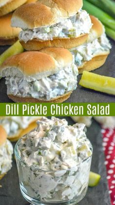 chicken salad with dill pickle in the middle