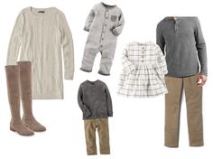 four different types of clothing and shoes for babies to wear with boots on the floor