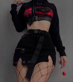 Cute Goth Outfits, Bustier Crop Tops, Punk Style Outfits, Punk Emo, Cute Swag Outfits, Goth Outfits