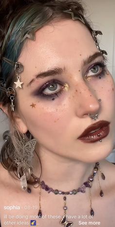 Nice Witch Makeup, Witchy Aesthetic Makeup, Mystical Makeup Looks, Soft Witch Makeup, Whimsy Twee Makeup, Everyday Fairy Makeup, Renicansse Fair Makeup, Ethereal Grunge Makeup, Whimsigoth Makeup Looks