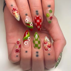 21+ Mystical Mushroom Nails to Try Now - ♡ July Blossom ♡ Cottagecore Nails, Mushroom Nails, Nails Yellow, Mode Hippie, Cute Nail Designs, Pretty Acrylic Nails