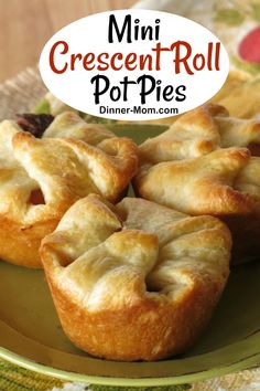 mini crescent - roll pot pies on a green plate