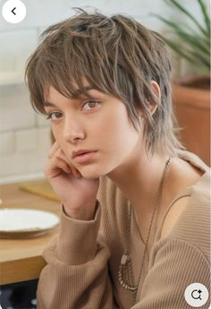 Shagged Bob Haircut, Straight Pixie Mullet, Pixie Shaggy Haircut, Pixie With Long Top, Short Pixie Shag Haircut, Women Shag Haircuts, Pixie Shag Hairstyles, Short Hair Shaggy Layers, Mini Mullet Hair Women