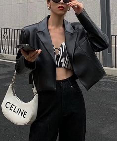 Black Short PU Leather Jacket For Women - Golden Atelier Inferno Lady, Cheese Corn, Streetwear Korean, Short Blazer, Womens Black Leather Jacket, Corn Casserole, Future Style, Pu Leather Jacket, Summer Streetwear