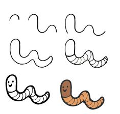 three different types of worms on a white background