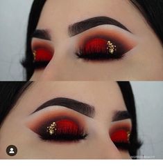 Red Eyeshadow Makeup, Christmas Makeup Ideas, Festive Makeup, Red Eye Makeup, Christmas Elegant, Bright Eye Makeup