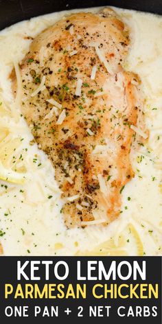 This Keto Lemon Parmesan Chicken is a one pan recipe, ready in under 30 minutes that contains just 2 net carbs per serving! Keto Chicken Scampi, Low Carb One Pot Meals, Keto Diet Recipes Dinners, Keto Chicken Crockpot Recipes, R3 Meals, Keto Chicken Breast Recipes, Lemon Parmesan Chicken, Keto Meats, One Pan Recipe