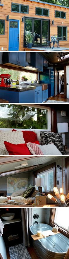 the inside and outside of a tiny house