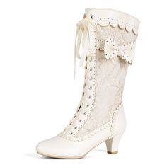 PRICES MAY VARY. VICTORIAN Mid Calf BOOTS: botas de mujer de vestir elegantes,adjustable lace-up design at the front to customize the calf circumference. The side zipper ensures easy wear, while the decorative PU butterfly bows on the outer shaft add a touch of vintage charm. Bridal Brides Boots Mid Calf: Black boots wide calf 24cm shaft height, These almond-toe lace boots redefine elegance and comfort, making them an ideal choice for the bride seeking vintage inspiration on her special day. ELE Monster High Shoes, Bride Boots, Victorian Cosplay, Winter Wedding Shoes, Medieval Boots, Women's Lace Up Boots, Granny Boots, Heel Boots For Women, Victorian Boots