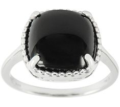 Stand out from the crowd when you flaunt the dramatic beauty of this black onyx ring. With its bold elegance, it pairs effortlessly with both day and evening attire. From Affinity® Gems. Rings Black, Stand Out From The Crowd, Black Onyx Ring, Onyx Ring, Evening Attire, Ring Sterling Silver, Black Rings, Cushion Cut, Sterling Ring