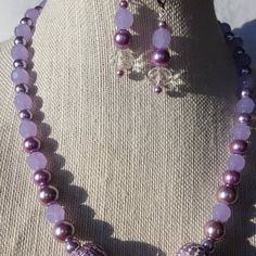 Lavender ladies necklace and earring set | Etsy Adjustable Lavender Jewelry With Matching Earrings, Lavender Jewelry With Faceted Beads, Purple Beaded Jewelry For Formal Occasions, Elegant Adjustable Purple Beaded Necklaces, Elegant Adjustable Purple Beaded Necklace, Elegant Lavender Beaded Necklace With Adjustable Fit, Purple Round Beaded Costume Jewelry, Handmade Purple Costume Jewelry, Purple Round Bead Costume Jewelry