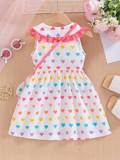 Multicolor Sleeveless Dress For Playtime, Multicolor Sleeveless Dress For Summer Playtime, Colorful Playful Sleeveless Dress, Playful Multicolor Sleeveless Dress For Spring, Colorful Sleeveless Playful Dress, Multicolor Sleeveless Dress For Spring Playtime, Multicolor Sleeveless Dress For Playtime In Spring, Cute Sleeveless Dress For Playtime, Cute Colorful Summer Dresses