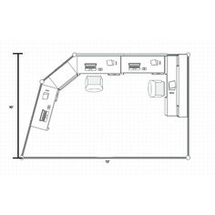 the floor plan for an office with two desks