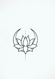 a drawing of a lotus flower on a white background with the moon in the middle