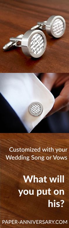 a pair of cufflinks with the words, what will you put on his?