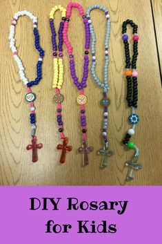 Homemade Rosary Ideas, Easy Rosary Making, Homemade Rosary Diy, Diy Rosary Necklace How To Make, Pony Bead Rosary, Rosary Pattern How To Make, Rosary Diy How To Make A, Making A Rosary, Rosary Necklace Diy