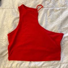 Red Crop Top Size Medium From Shein. Asymmetrical. Never Worn Red One-shoulder Party Top, Red One-shoulder Top For Night Out, Red Asymmetrical Summer Top, Chic Red One-shoulder Top, Chic Red Asymmetrical Top, Casual Red One-shoulder Top, Blusas Crop Top, Red Crop Top, Summer Crop Tops