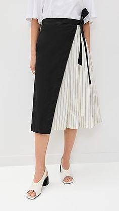 3.1 Phillip Lim Wrap Skirt With Pleated Poplin Combo | Shopbop Cotton Wrap Skirt For Work, Spring Workwear Wrap Skirt With Tie Waist, Spring Wrap Skirt With Tie Waist For Work, White Wrap Skirt For Work, Stylish Women Fashion, Work Skirts, 3.1 Phillip Lim, China Fashion, Phillip Lim