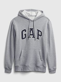 Soft knit.  This hoodie is made with 9% recycled polyester.   Less waste in the world.  More great clothes for you.  Long sleeves.  Hooded neckline with drawcords.  Front kanga pockets.  Gap logo applique at front. Sporty Logo Hoodie Top, Gap Sweatshirt With Letter Print For Streetwear, Gap Hoodie With Letter Print For Fall, Gray Logo Sweatshirt For Fall, Gap Hoodie With Letter Print For Streetwear, Gap Fleece Sweatshirt With Drawstring Hood, Logo Hoodie For Fall, Fall Hoodie With Logo, Fall Logo Hoodie Tops