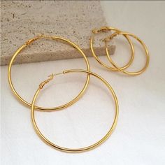 Stampd | Jewelry | Gold 6mm Hoops Thin Lightweight Gold Plated Punk | Poshmark