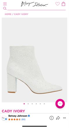 White Block Heeled Boots For Party, White Block Heel Boots For Party, Chic White Heeled Boots For Party, Glamorous White Boots For Spring, Glamorous White Spring Boots, Evening White Block Heel Boots, White Block Heel Boots For Evening, Trendy White Evening Boots, Ivory Ankle Boots