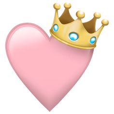 a pink heart with a gold crown on top