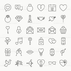 valentine's day icon set in black and white royalty - art iste stock photo