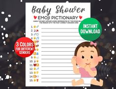 baby shower emojtionary printables